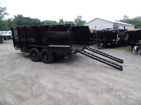New GRIFFIN BRAND , 14 FT, Dump Trailer 7X14X4'High Sides 14,000 lb. GVWR, Griffin Brand. Triple Frame, Ramps
