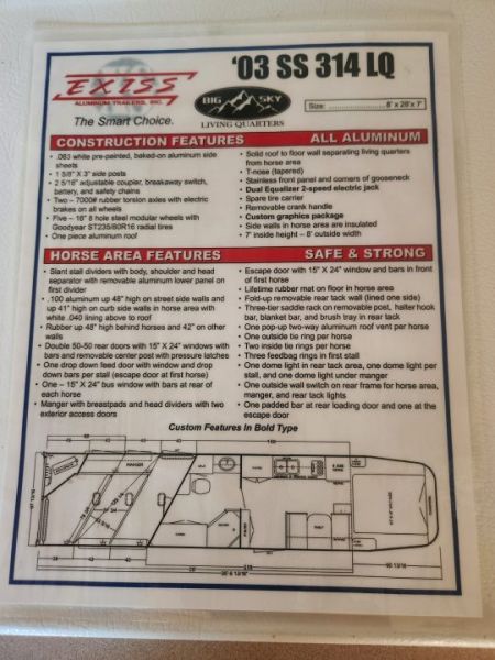 Used 2003 Exiss Trailers SS314 LQ 3 Horse Horse Trailer