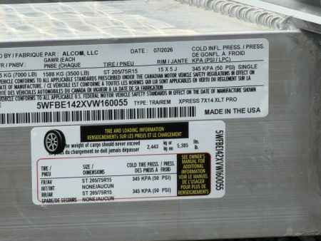New 2026 High Country Xpress Trailers 7x14 XLT PRO Enclosed Trailer - Gray - w/ Ramp & Rear Spoiler - 7000# GVWR