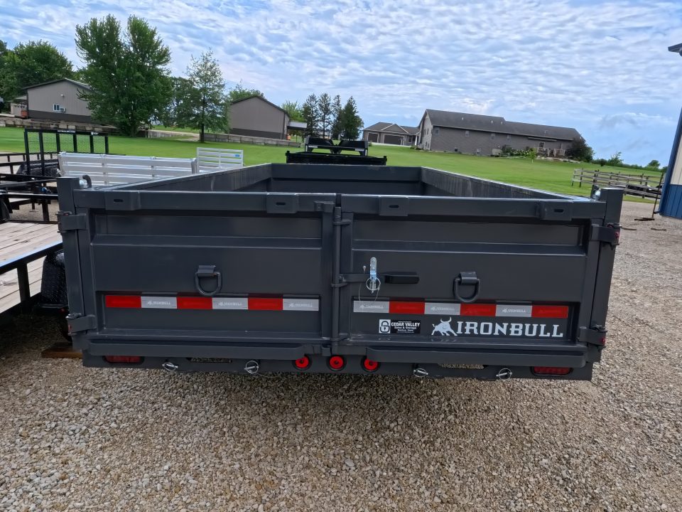 New 2027 Iron Bull 83 x 16 DWB Dump Trailer, 14,999 GVWR, Gray Dump Trailer