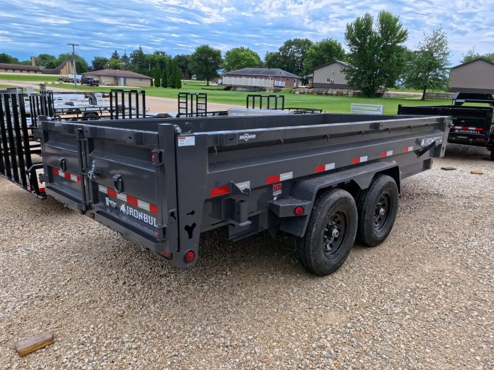 New 2027 Iron Bull 83 x 16 DWB Dump Trailer, 14,999 GVWR, Gray Dump Trailer