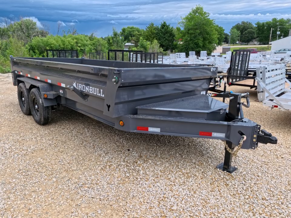 New 2027 Iron Bull 83 x 16 DWB Dump Trailer, 14,999 GVWR, Gray Dump Trailer