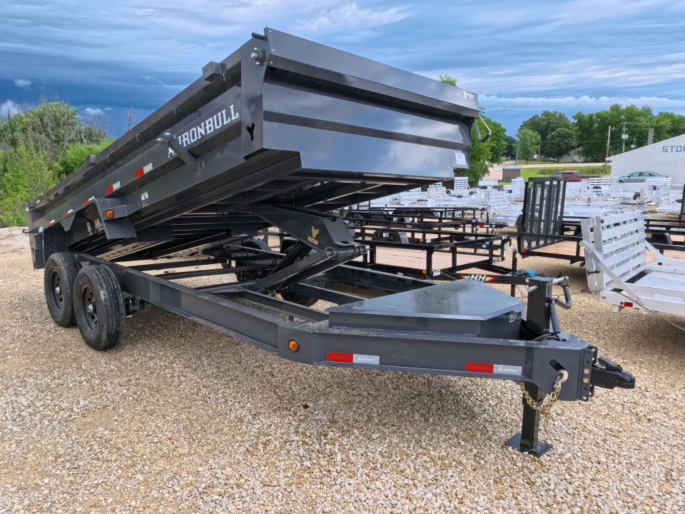 New 2027 Iron Bull 83 x 16 DWB Dump Trailer, 14,999 GVWR, Gray Dump Trailer