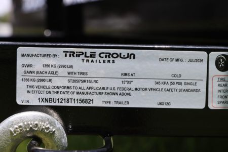 New 2026 6X12 Triple Crown Utility Trailer