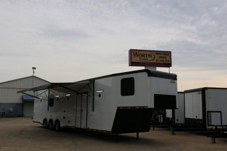 New 2026 Cargo Mate 8.5 X 44 ELIMINATOR SS RACE TRAILER W/ BATH, BED AND MUCH MORE