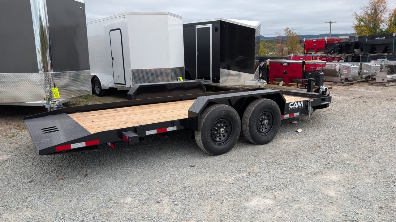 New 2026 CAM Superline 18' Lo Pro Full Tilt Equipment Trailer (7K AXLES)