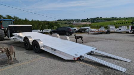 New 2027 Aluma 20' (20" Stationary + 20' Tilt) HD XL Executive Tilt Car Hauler w/ Cargo Box & RAMPS(SCRATCH & DENT PRICING!!!)