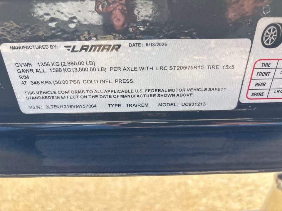 New 2027 Lamar Trailers UC831213 Utility Trailer