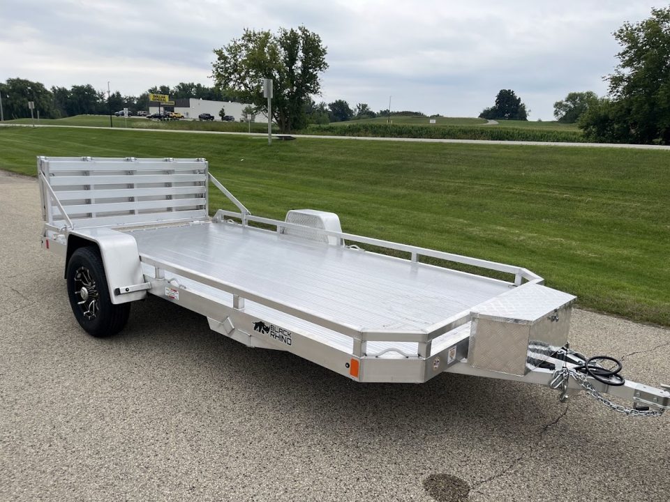 New 2027 Black Rhino Aluminum 81"x168" LPS8114A-5K Low Profile w/ Toolbox, Bi-Fold Gate & Brakes (ATV / UTV / Side by Side) Utility Trailer