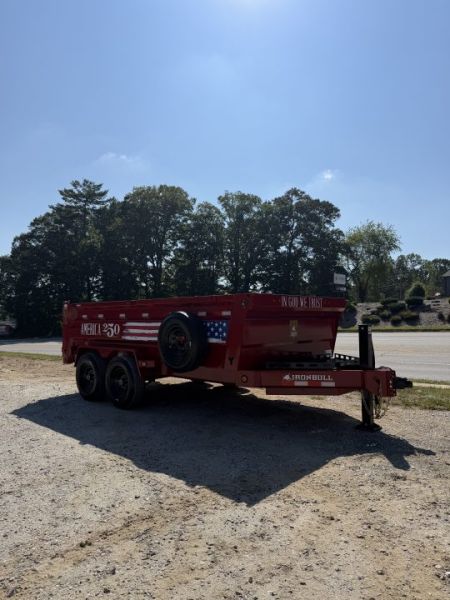 New 2027 Iron Bull DWB8314072 America 250 Series Dump Trailer /Hyd Jack / Wireless Remote / Solar Panel / 36" High Sides / 2-7k Electric Brake Axles / tarp / Alum Ramps / Combo Gate / Powder Coat Red