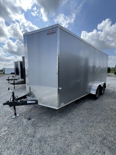 New 2027 Rock Solid Cargo 7x16 Tandem Axle Enclosed Cargo Trailer – White Polycore Exterior