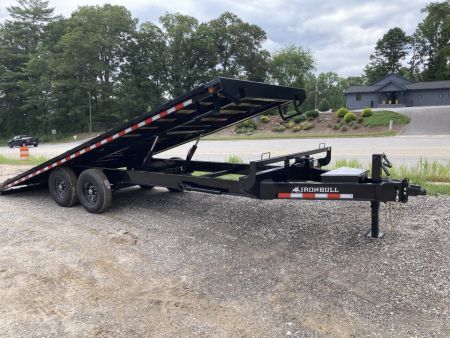 New 2027 IRON BULL Power Tilt Trailer / 102" Wide x 22' Long / 2-7,000# Electric Brake Axles / Dual Tilt Cylinders