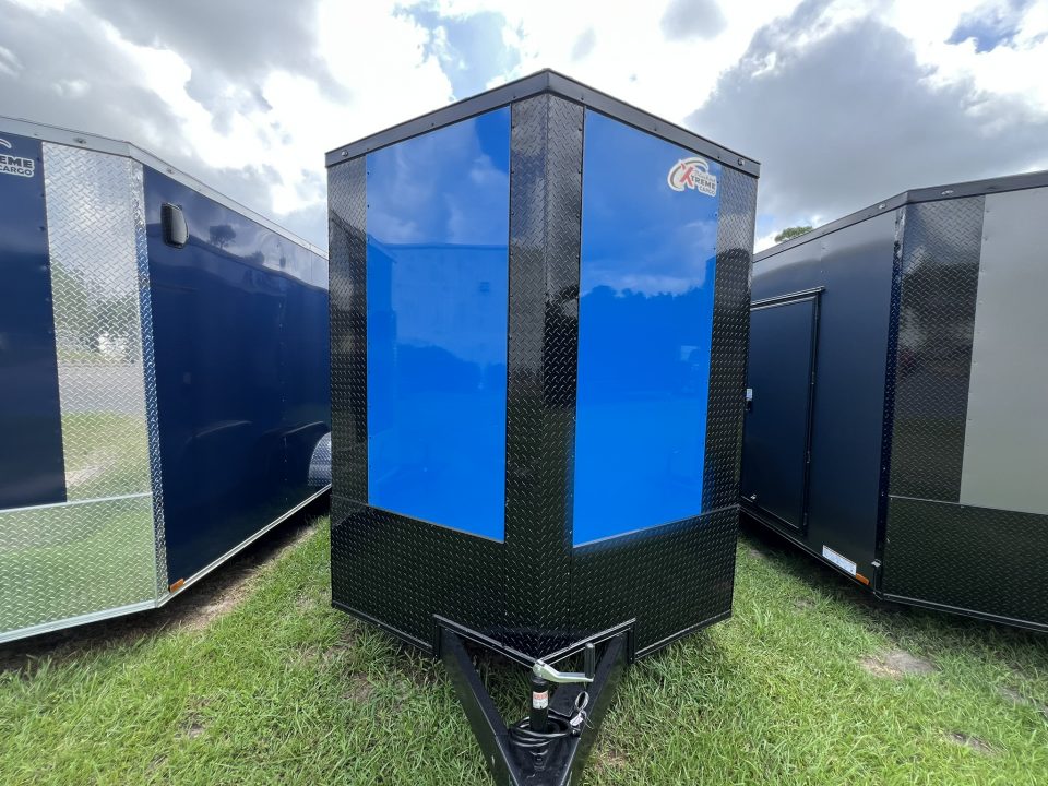 New 2027 Xtreme Cargo 7x14 Tandem Axle Enclosed Cargo Trailer For Sale – Blue Polycore Blackout Package