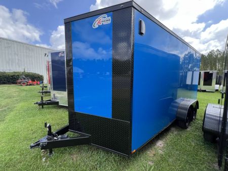 New 2027 Xtreme Cargo 7x14 Tandem Axle Enclosed Cargo Trailer For Sale – Blue Polycore Blackout Package