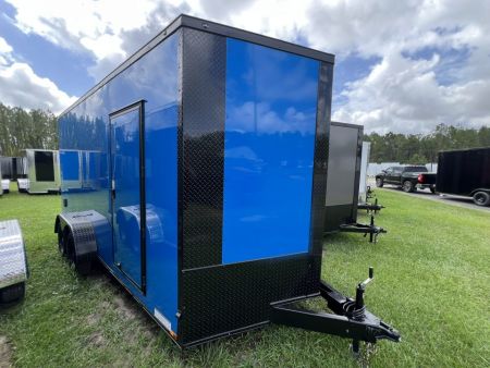 New 2027 Xtreme Cargo 7x14 Tandem Axle Enclosed Cargo Trailer For Sale – Blue Polycore Blackout Package