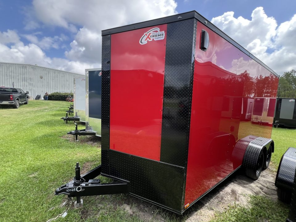 New 2027 Xtreme Cargo 7x14 Tandem Axle Enclosed Cargo Trailer For Sale – Red Polycore Blackout Package