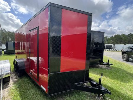 New 2027 Xtreme Cargo 7x14 Tandem Axle Enclosed Cargo Trailer For Sale – Red Polycore Blackout Package
