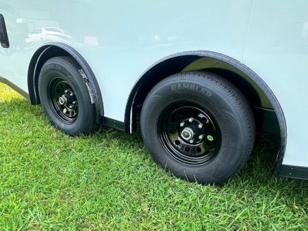 New 2026 8.5x18 Car Hauler- 5200LB Torsion Axle- White poly-Blackout- Enclosed Trailer
