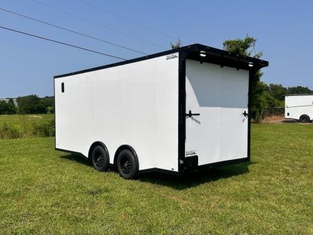 New 2026 8.5x18 Car Hauler- 5200LB Torsion Axle- White poly-Blackout- Enclosed Trailer