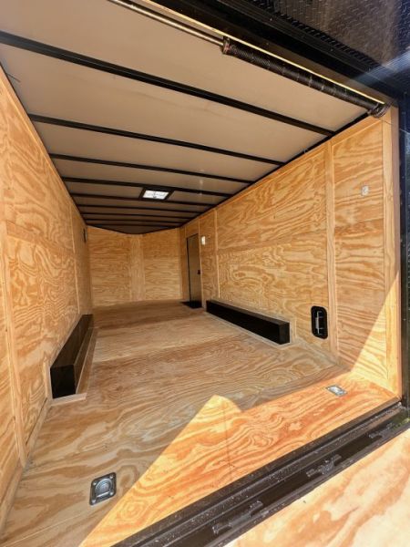 New 2026 8.5x18 Car Hauler- 5200LB Torsion Axle- White poly-Blackout- Enclosed Trailer