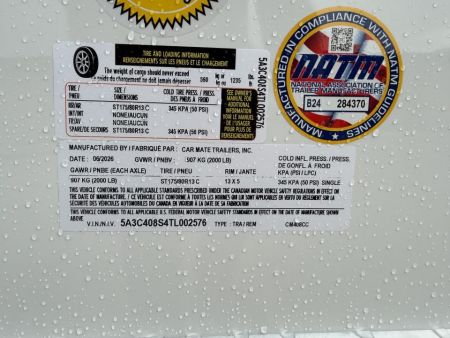 New 2026 Car Mate Trailers 4X8 1/2 Custom Cargo Enclosed Trailer - Crystal White - W/ Single Barn Door - 2000# GVWR