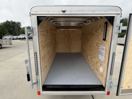 New 2026 Car Mate Trailers 4X8 1/2 Custom Cargo Enclosed Trailer - Crystal White - W/ Single Barn Door - 2000# GVWR