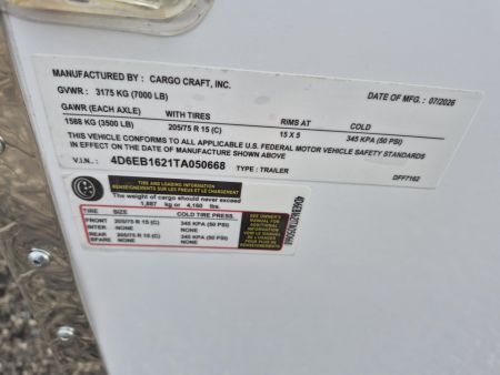 New 2026 Cargo Craft 7x16 Tandem Axle Enclosed Trailer – 7K GVWR | Flat Nose | Barn Doors I Triple Tongue Cargo / Enclosed Trailer