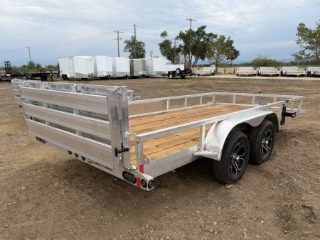 New 2027 Load Trail 7-16 Tandem Axle Aluminum Ramp Gate Utility W/ Bi-Fold Gate 7K GVWR