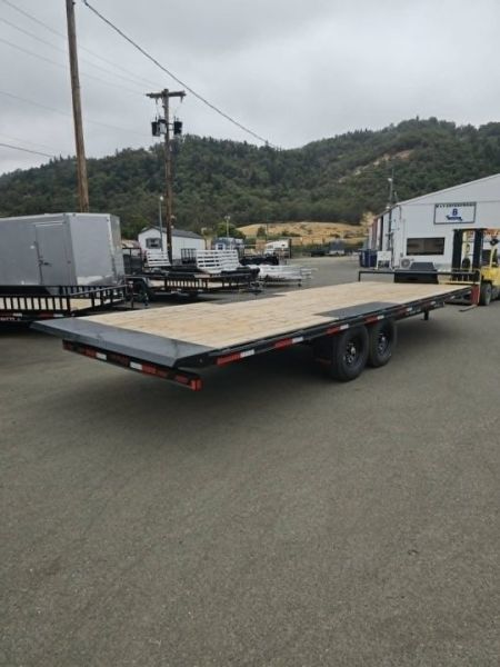 New DECKOVER HIGHBOY 2027 DOUBLE A FLATBED TRAILER 102" X 24' FULL TILT 15400 GVWR