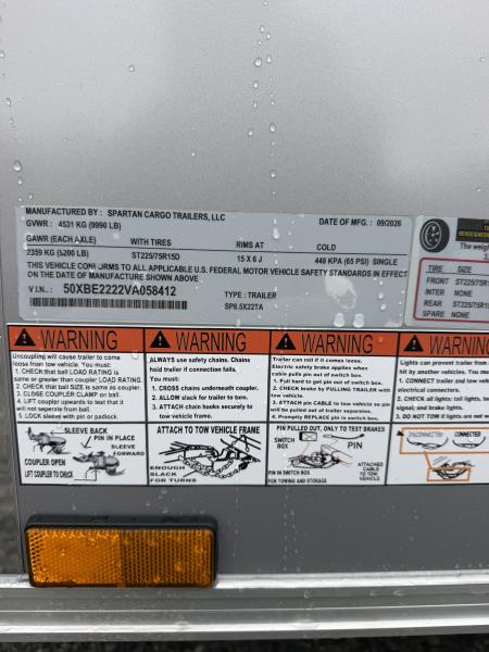 New 2027 Spartan Cargo 8.5X22 TA Cargo / Enclosed Trailer