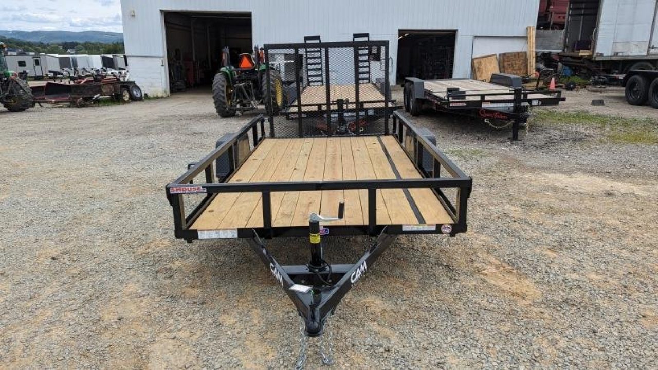 New 2026 CAM SUPERLINE 7x12 Tubular Top Rail Utility Trailer w/ Spring Assist Gate