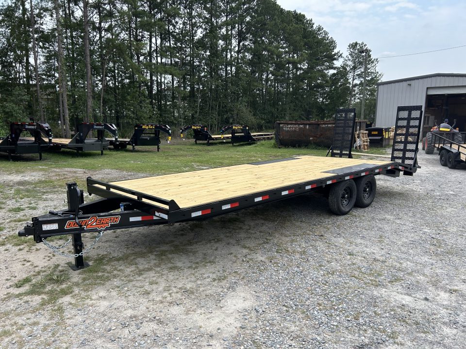 New 2027 Down 2 Earth 8.5x24 Deckover Trailer, 20ft Deck + 4ft Dovetail, with Stand-Up Ramps