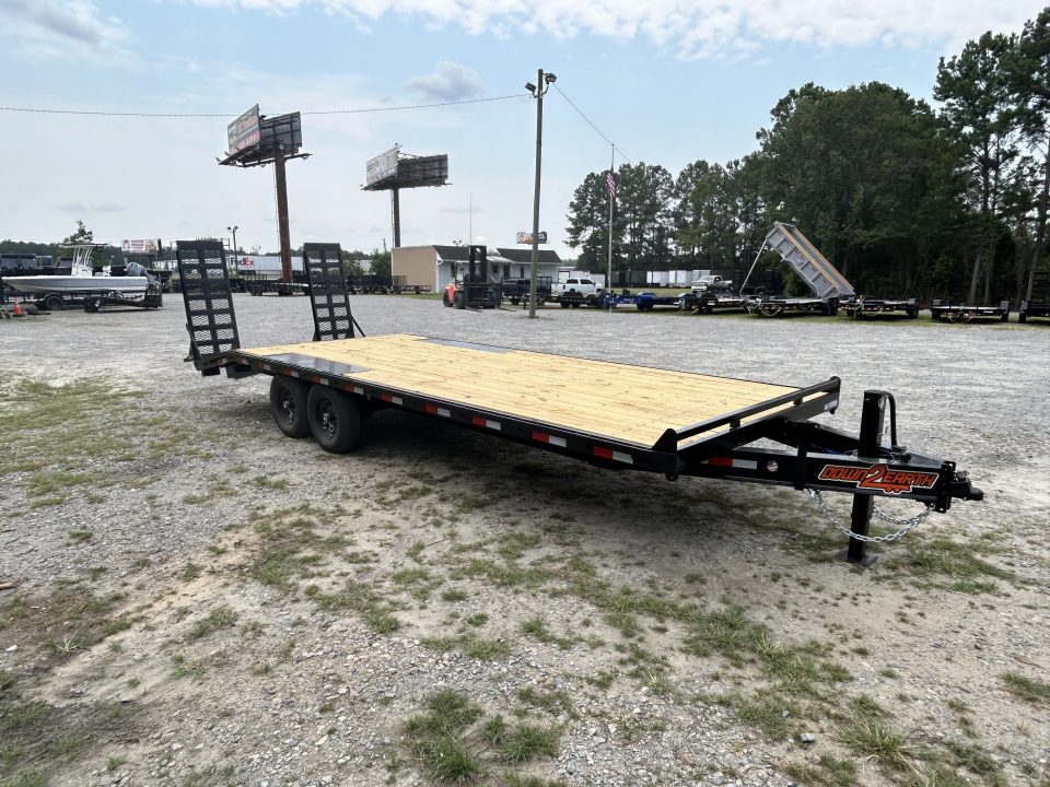 New 2027 Down 2 Earth 8.5x24 Deckover Trailer, 20ft Deck + 4ft Dovetail, with Stand-Up Ramps