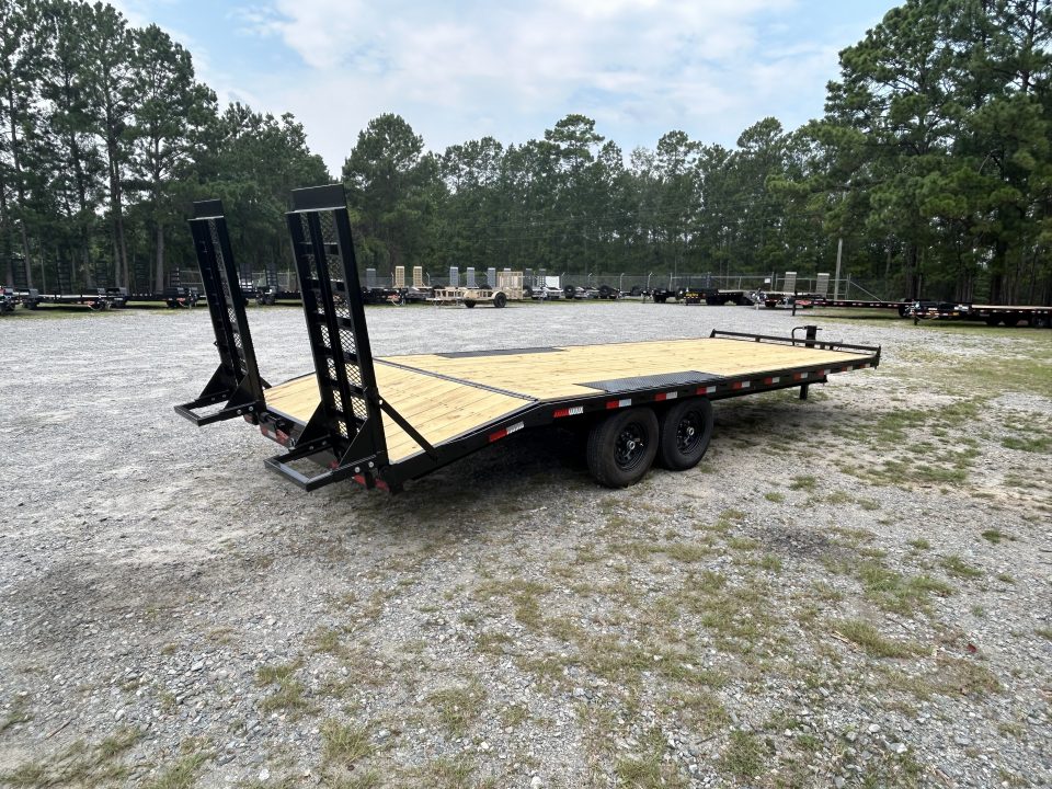New 2027 Down 2 Earth 8.5x24 Deckover Trailer, 20ft Deck + 4ft Dovetail, with Stand-Up Ramps