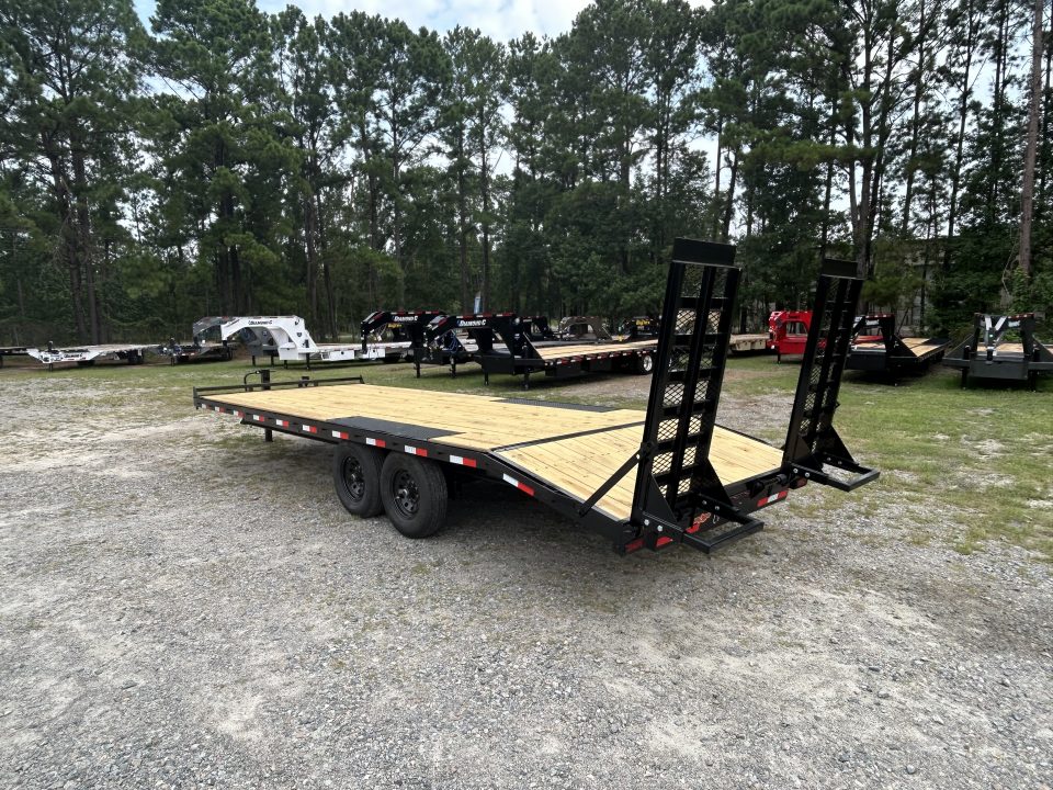 New 2027 Down 2 Earth 8.5x24 Deckover Trailer, 20ft Deck + 4ft Dovetail, with Stand-Up Ramps