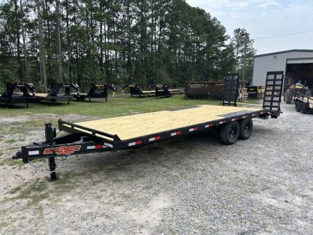 New 2027 Down 2 Earth 8.5x24 Deckover Trailer, 20ft Deck + 4ft Dovetail, with Stand-Up Ramps