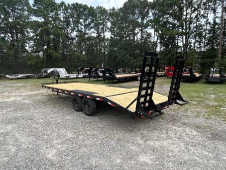 New 2027 Down 2 Earth 8.5x24 Deckover Trailer, 20ft Deck + 4ft Dovetail, with Stand-Up Ramps