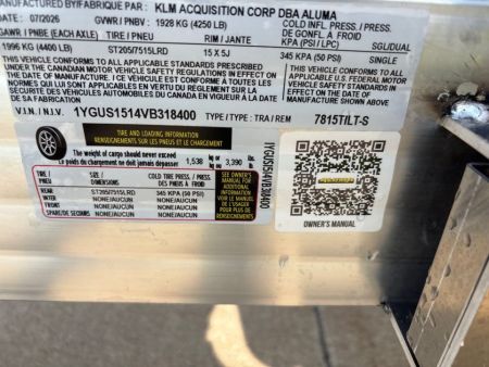 New 2027 Aluma 7815TILT-S-EL Utility Trailer