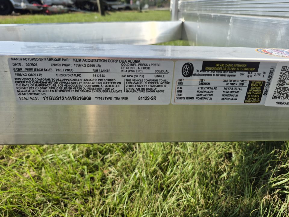 New 2027 Aluma 81x12 Utility, 12" Solid Sides 8112S-SR