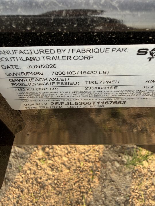 New 2026 Southland Trailers LBAT7-20 Equipment Trailer