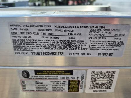 New 2027 Aluma 80x16 Utility, 8500 lb GVWR, Tailgate Ramp, 8016TA-BT