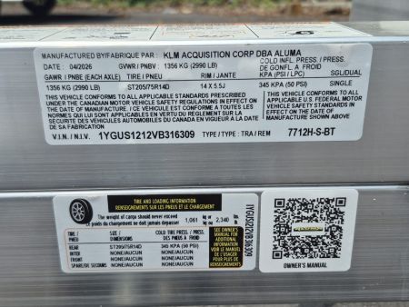 New 2027 Aluma 77x12 Utility , Bi-Fold Tailgate 7712H