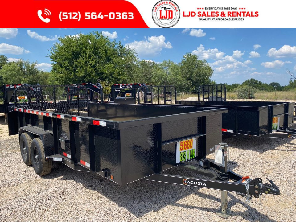 New 2026 Lacosta - 5200 LB Axles - Gate - 83  x 16' Utility Trailer