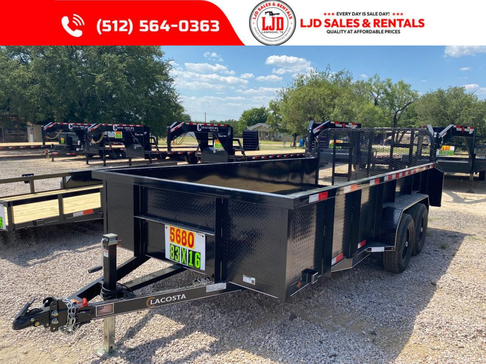 New 2026 Lacosta - 5200 LB Axles - Gate - 83" x 16' Utility Trailer