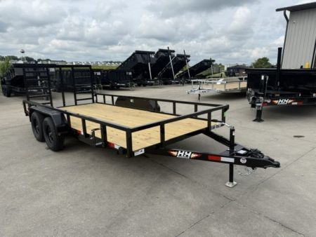 New 2026 H&H Black 82 x16' 7k Rail Side Utility Trailer