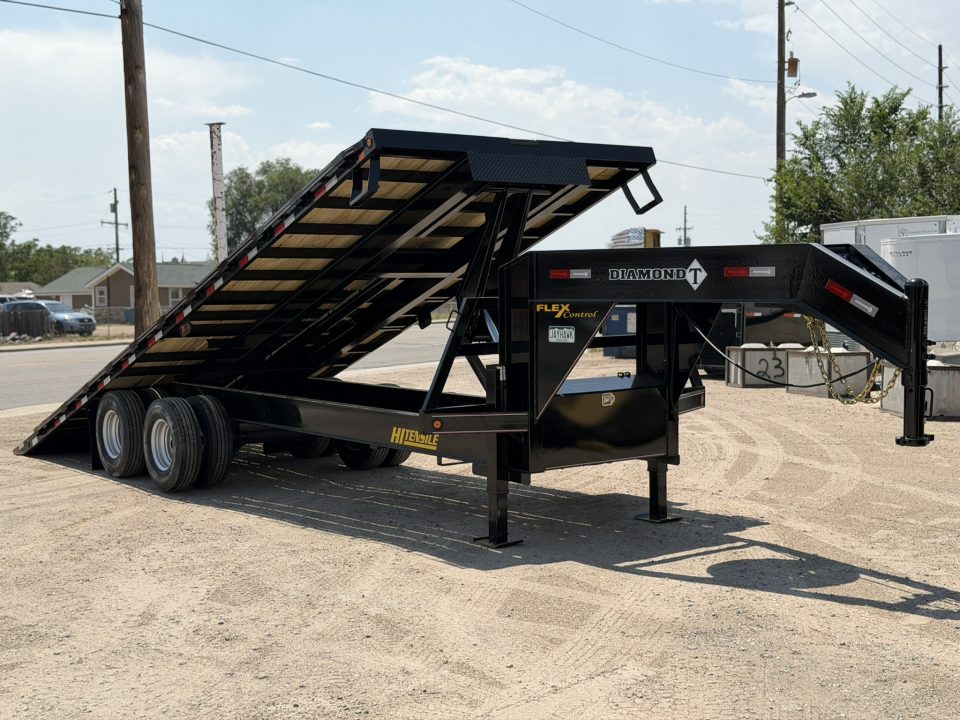 New 2026 Diamond T 8.5-25 Tandem Dual Gooseneck Tilting Deckover Equipment Hauler 24K GVWR