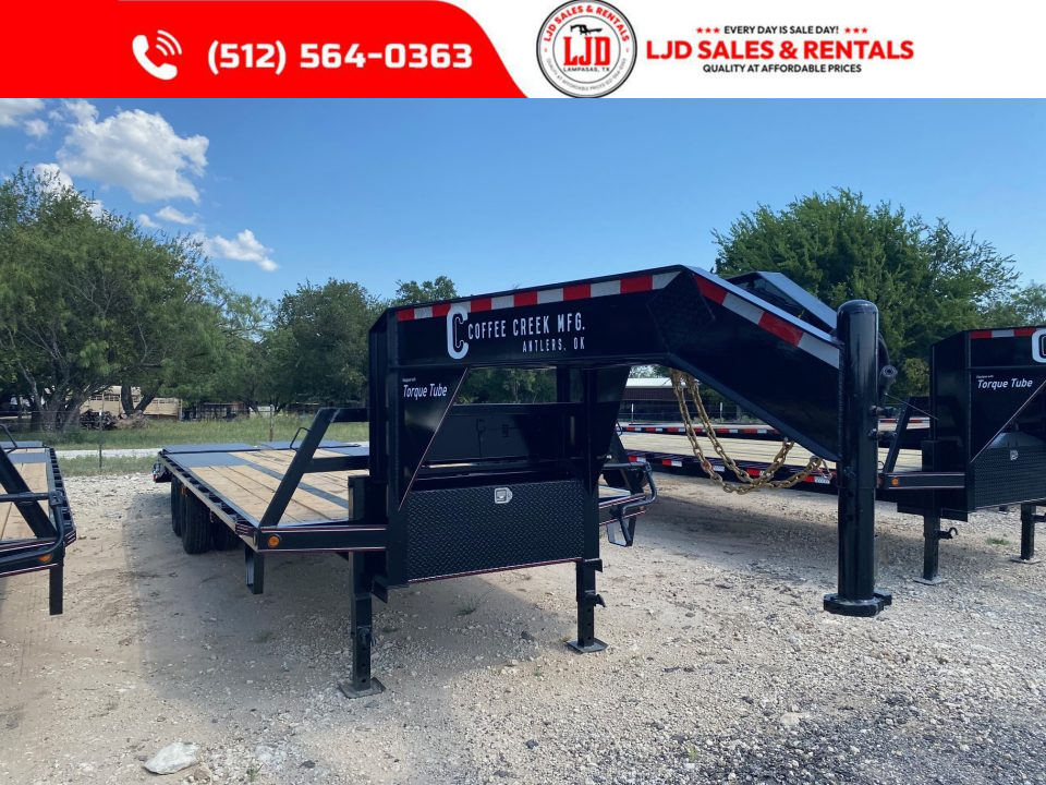 New 2027 Coffee Creek 25' Flatbed Trailer - 22900 GVWR - Mega Ramps