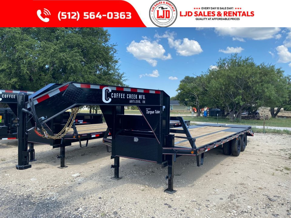 New 2027 Coffee Creek 25' Flatbed Trailer - 22900 GVWR - Mega Ramps