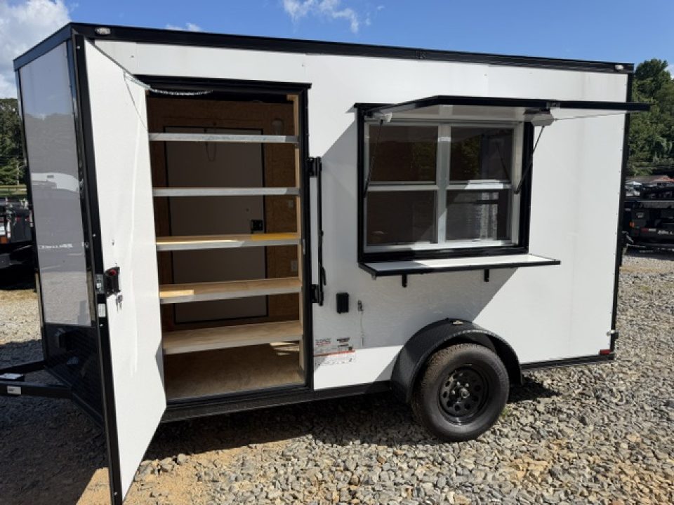New Outlaw 6x12 2.9K White Black-Out W/ Concession Window, 30A Electrical Package & Additional Door W/ Shelf