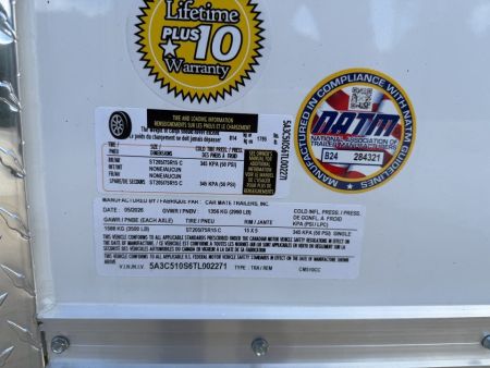 New 2026 Car Mate Trailers 5X10 Custom Cargo Enclosed Trailer - Crystal White - 6" extra height W/ Barn Doors - 2990# GVWR